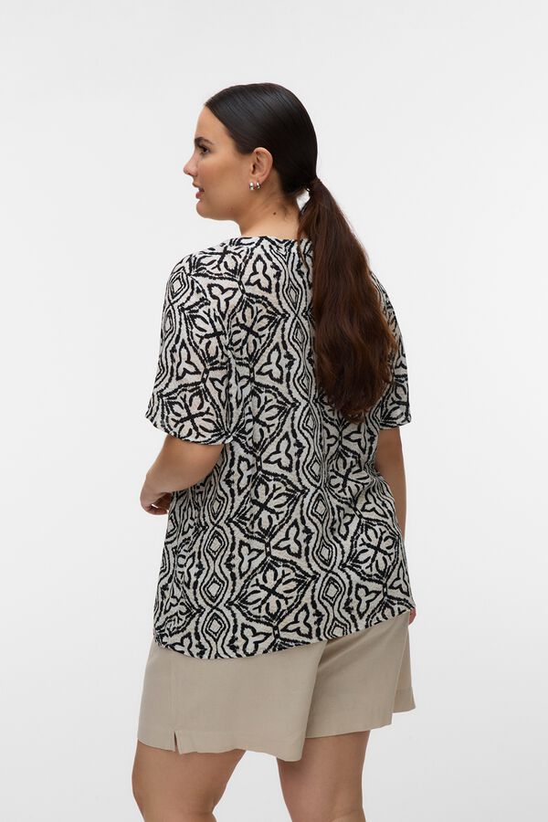 Vero Moda Curve Top de manga corta y cuello pico talla grande Gris