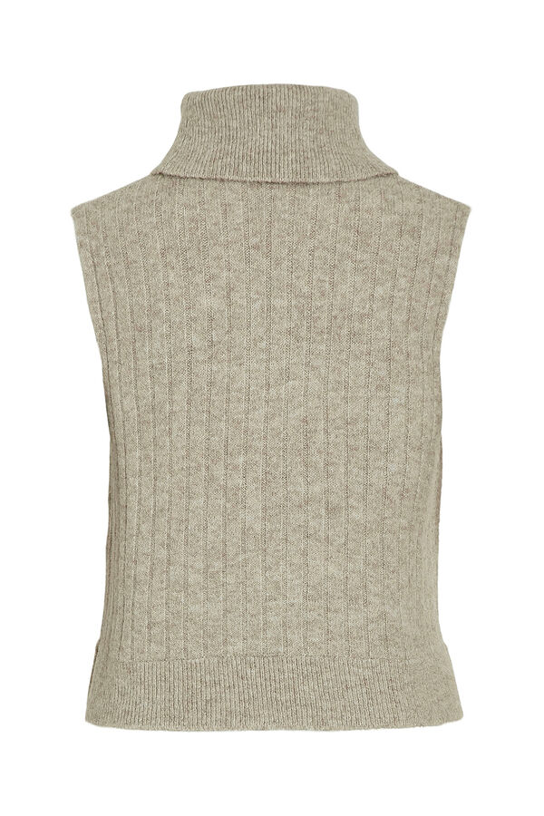 Vila Chaleco de punto de cuello vuelto Beige