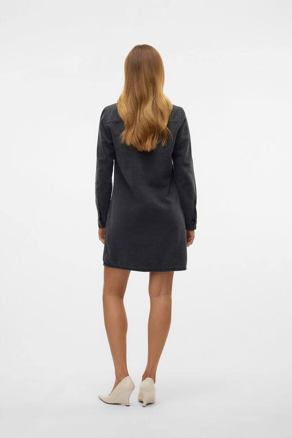 Vero Moda Vestido corto vaquero manga larga Negro