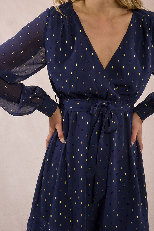 Molly Bracken Vestido corto de manga larga estampado Azul marino