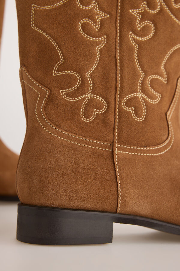 Slowlove Flat split leather boot Camel