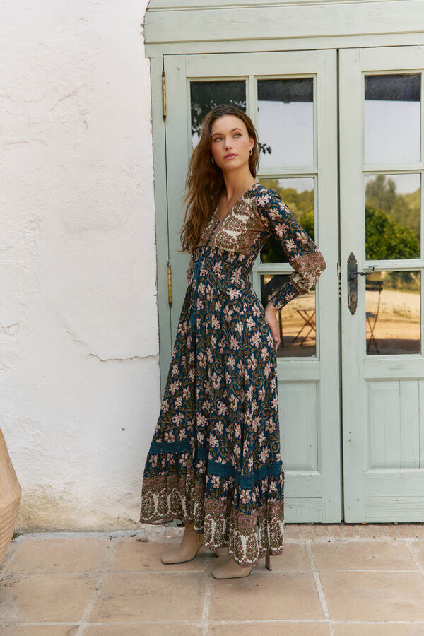 Jaase Vestido largo Sabrina estampado monarch Blue