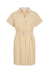 Vila Vestido corto camisero de algod&oacute;n y lino