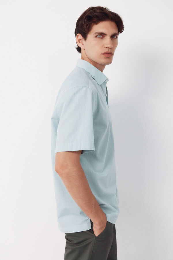 Cortefiel Camisa cuadro vichy manga corta Verde