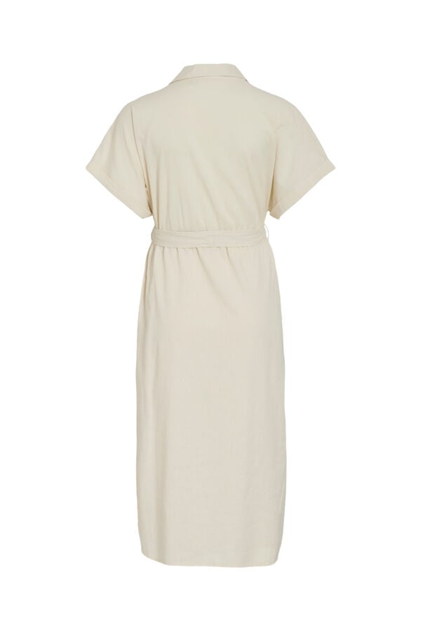 Vila Vestido midi camisero de lino Beige