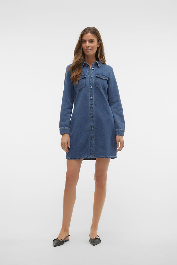 Vero Moda Vestido corto vaquero manga larga Azul