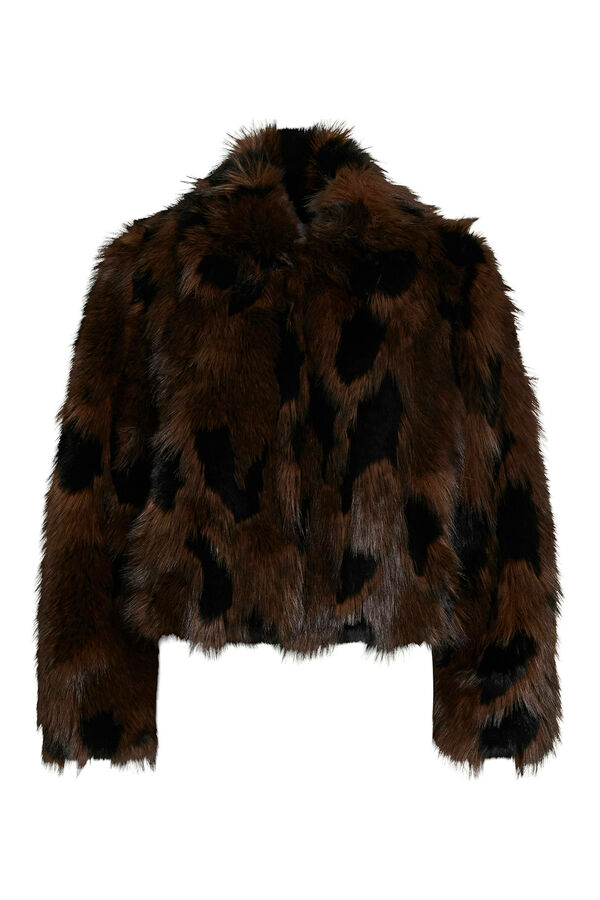 Vila Casaco de pele sobretudo com lapelas Castanho