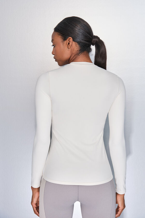 Dash and Stars Bela majica dugi rukav beige