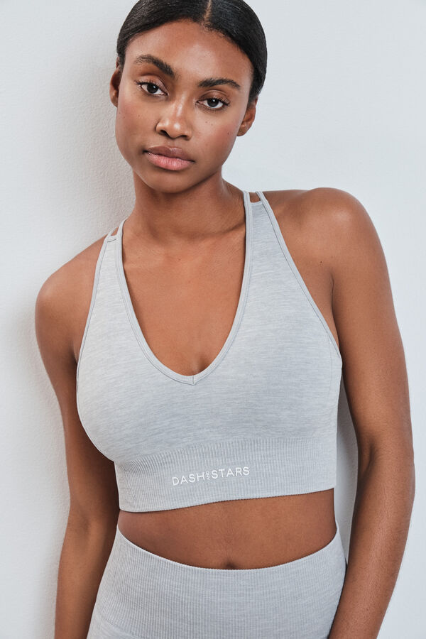 Dash and Stars Grey sports bra SEAMLESS COMFORT grey