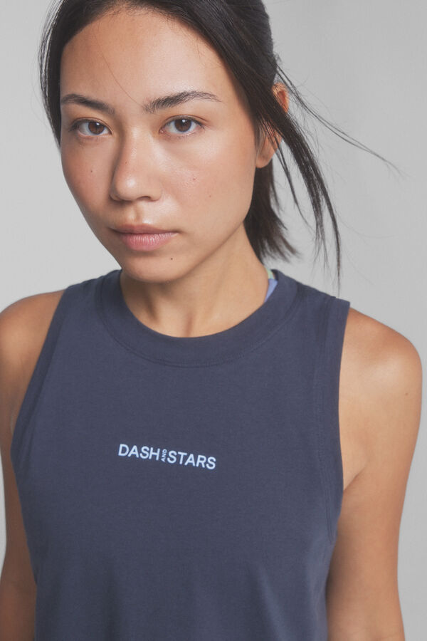 Dash and Stars Camiseta 100% algodón marengo gris