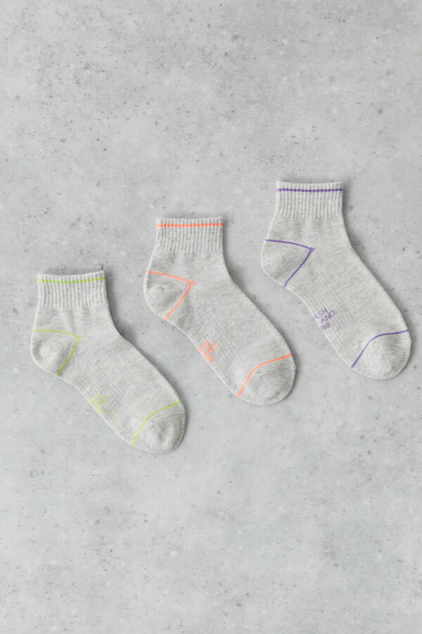 Dash and Stars 3-pack white technical cotton short socks szürke