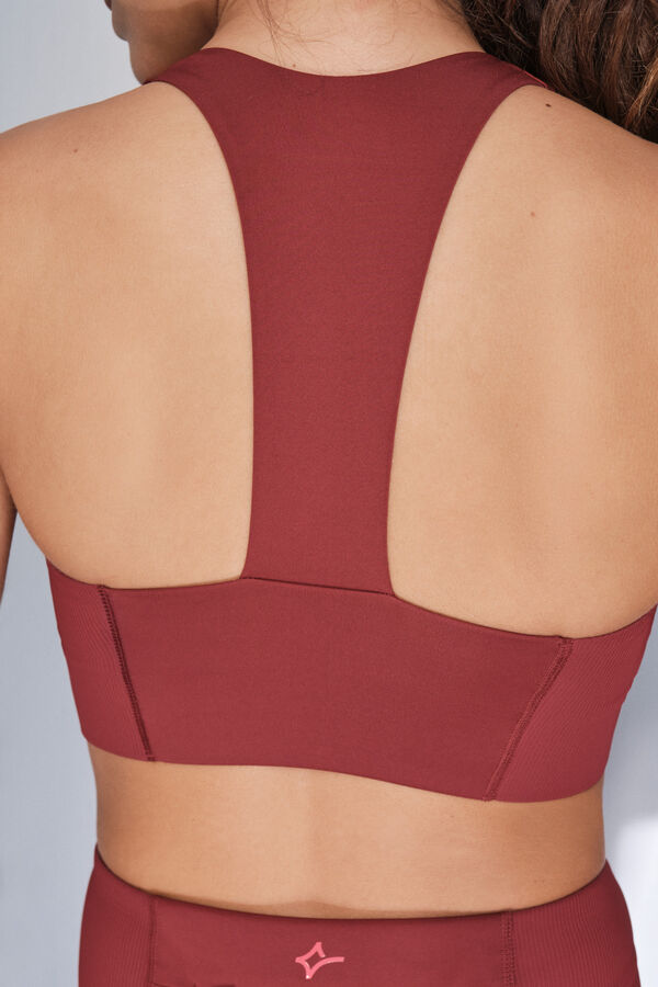 Dash and Stars soutien-gorge de sport marron extensible 4D rouge