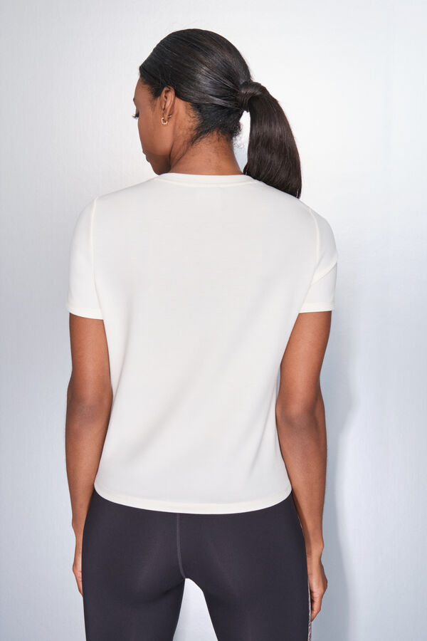 Dash and Stars Drapirana bela majica kratak rukav  beige