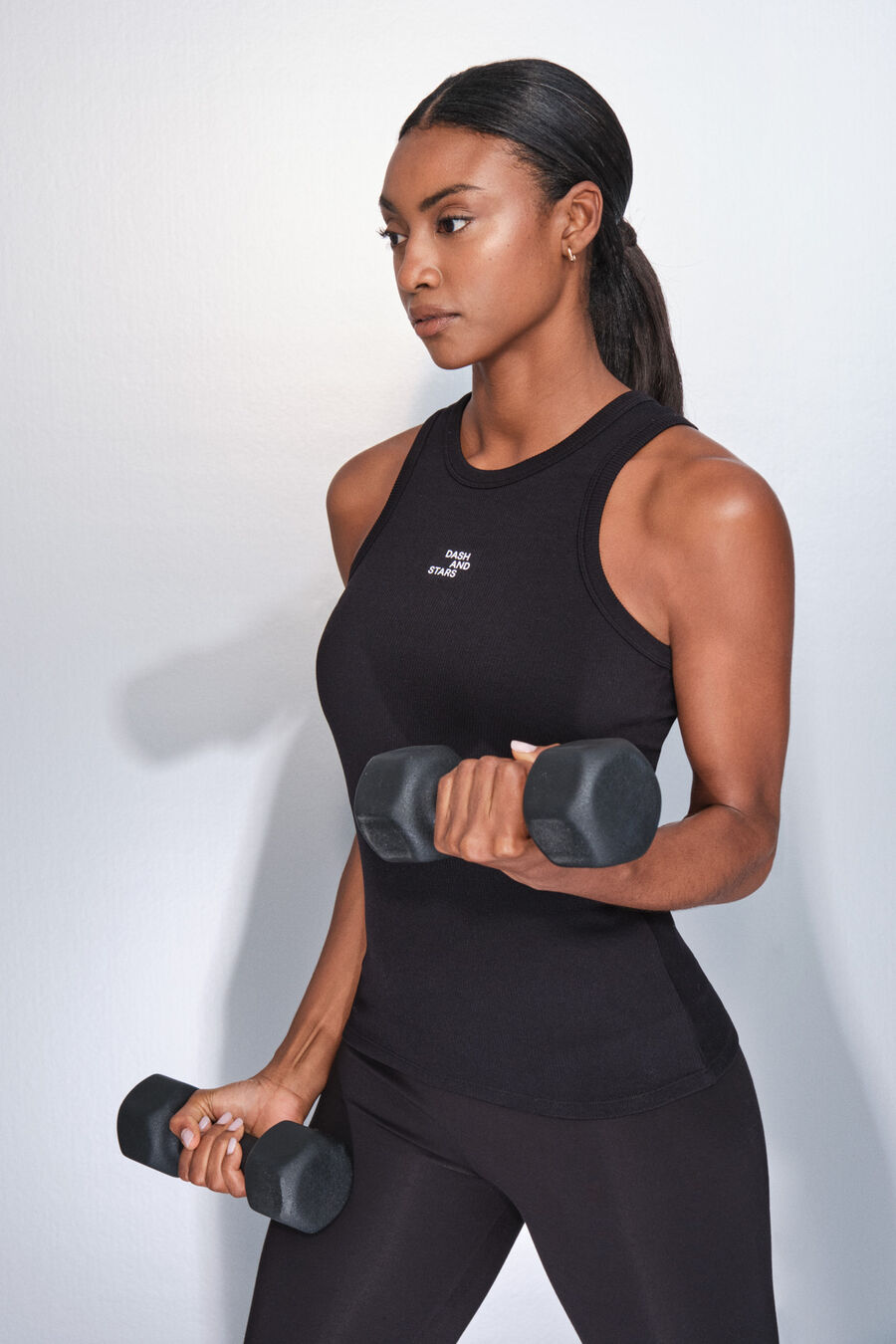 Camiseta halter algodón canalé negro