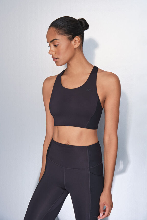 Dash and Stars Soutien-gorge de sport noir extensible 4D noir