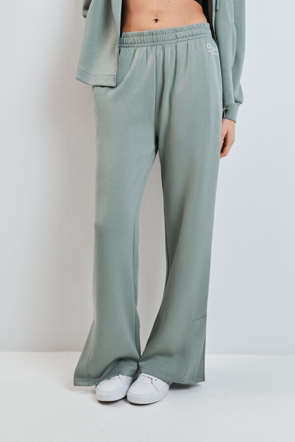Dash and Stars Zelene &scaron;iroke pantalone od meke viskoze green