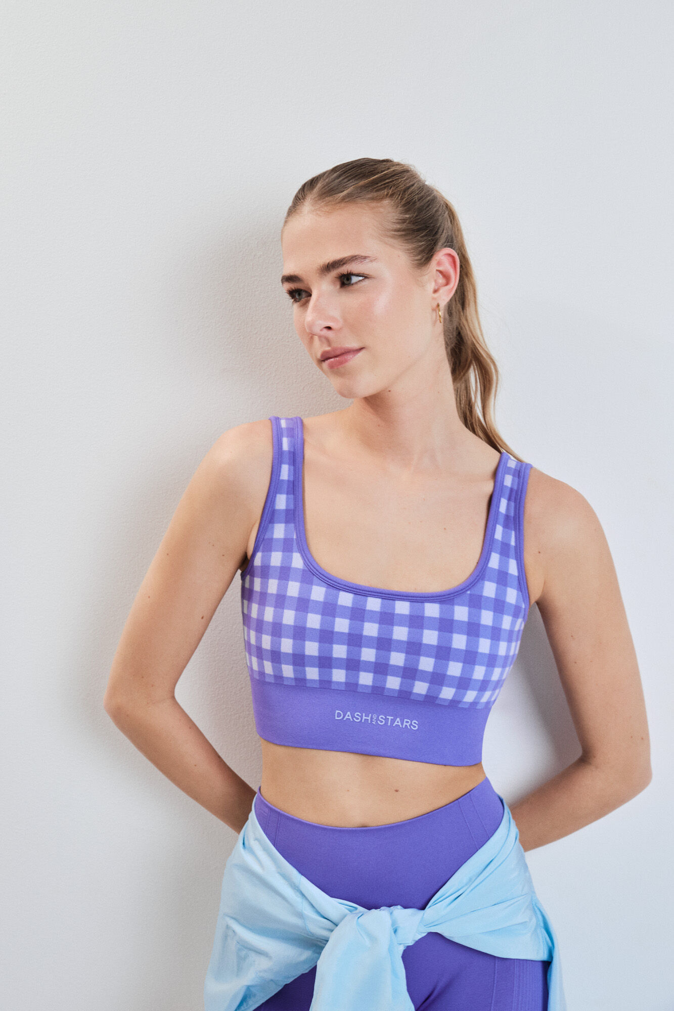 Dash and Stars Plavi sportski grudnjak SEAMLESS COMFORT sa Vichy printom