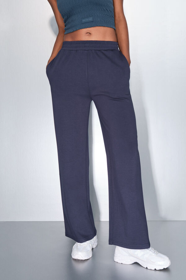 Dash and Stars Tamnoplave široke ravne pantalone blue