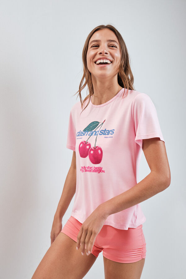 Dash and Stars Roze majica sa otvorom na leđima pink