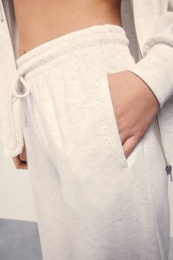 Dash and Stars Široke ravne pantalone od mekog materijala u sivoj boji beige