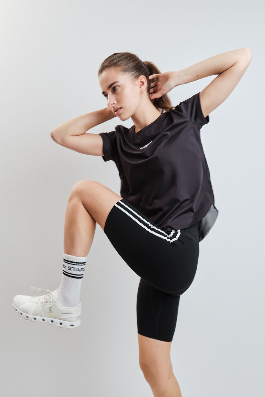 Camiseta negra técnica panel mesh