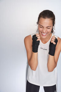 Dash and Stars Beli pamučni majica halter rukavi