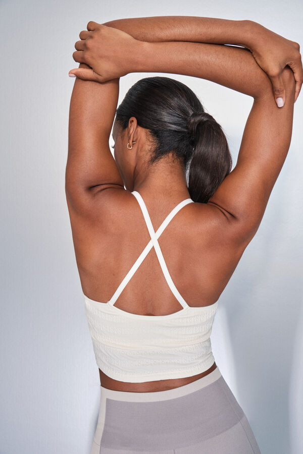 Dash and Stars Be&scaron;avni udobni beli sportski grudnjak beige