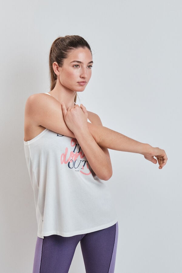 Dash and Stars Bela pamučna majica bez rukava beige