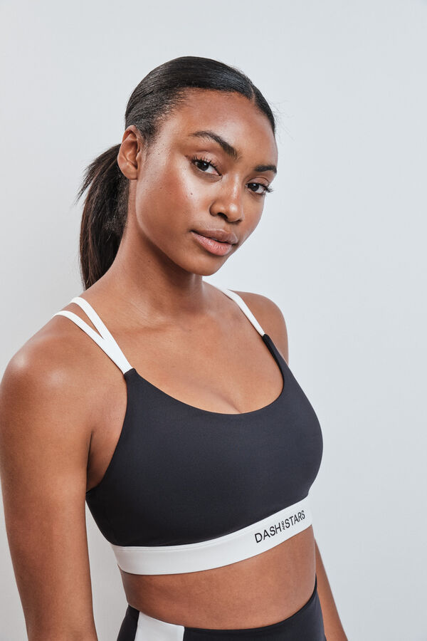 Dash and Stars Crni sportski grudnjak 4D Stretch sa kontrastnim detaljima black