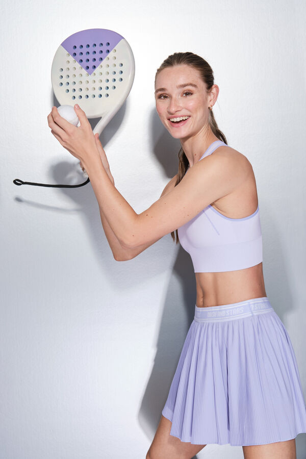 Dash and Stars Lilac pleated skirt with mesh lining pink