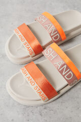 Dash and Stars Orange logo strap sandals white