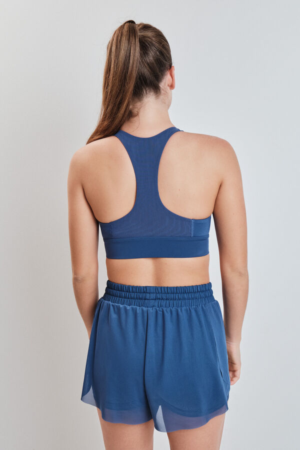 Dash and Stars Blue mesh fabric ultra-light short blue