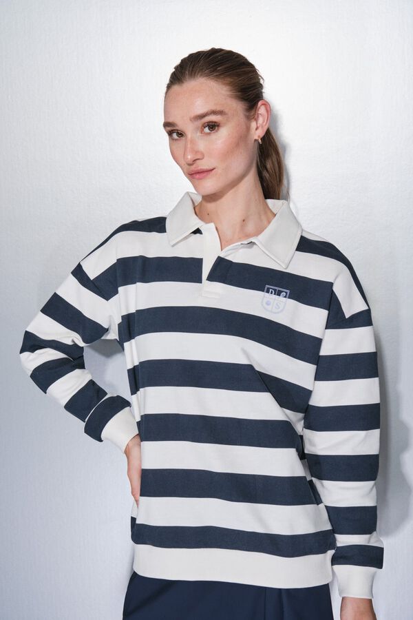 Dash and Stars Duks od 100% pamučnog flisa sa pruge print blue