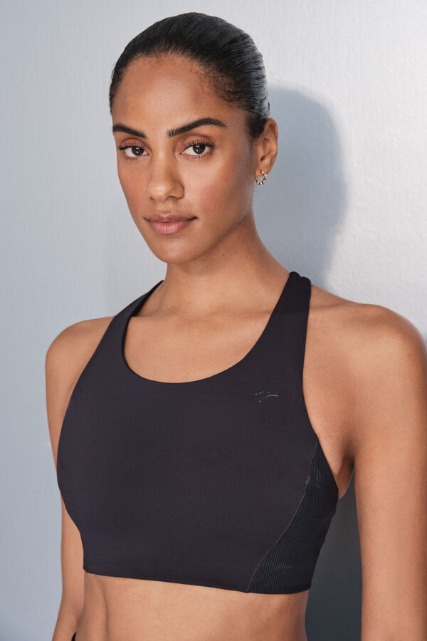 Dash and Stars Soutien-gorge de sport noir extensible 4D noir