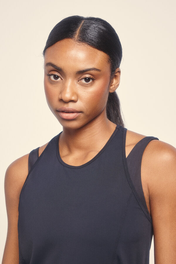 Dash and Stars T-shirt noir en microfibre dos nu noir