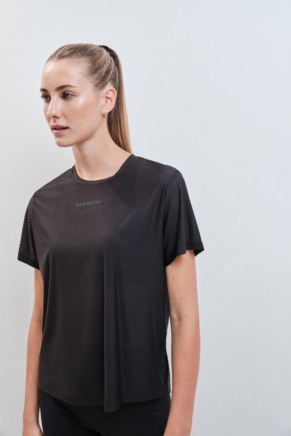 Camiseta manga corta semitransparente negro