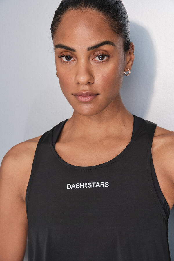 Dash and Stars Crni asimetrični majica halter black