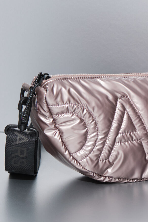 Dash and Stars Metalno ružičasta najlonska ta&scaron;na po&scaron;tanska torba beige