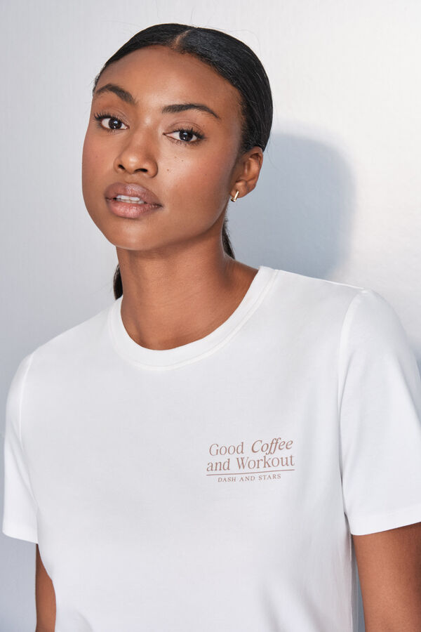 Dash and Stars Bijela pamučna majica kratki rukav beige