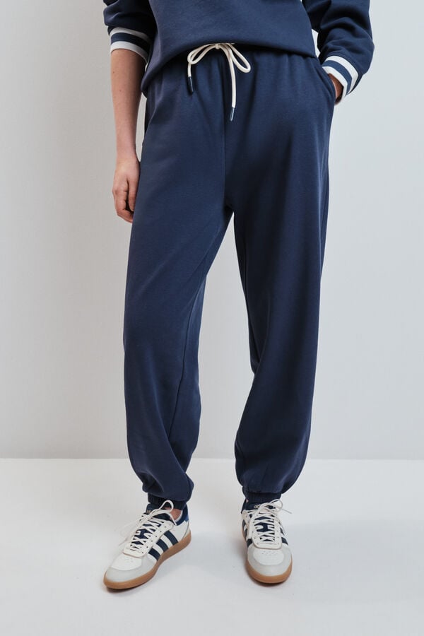 Dash and Stars Plave pli&scaron;ane ravne pantalone blue