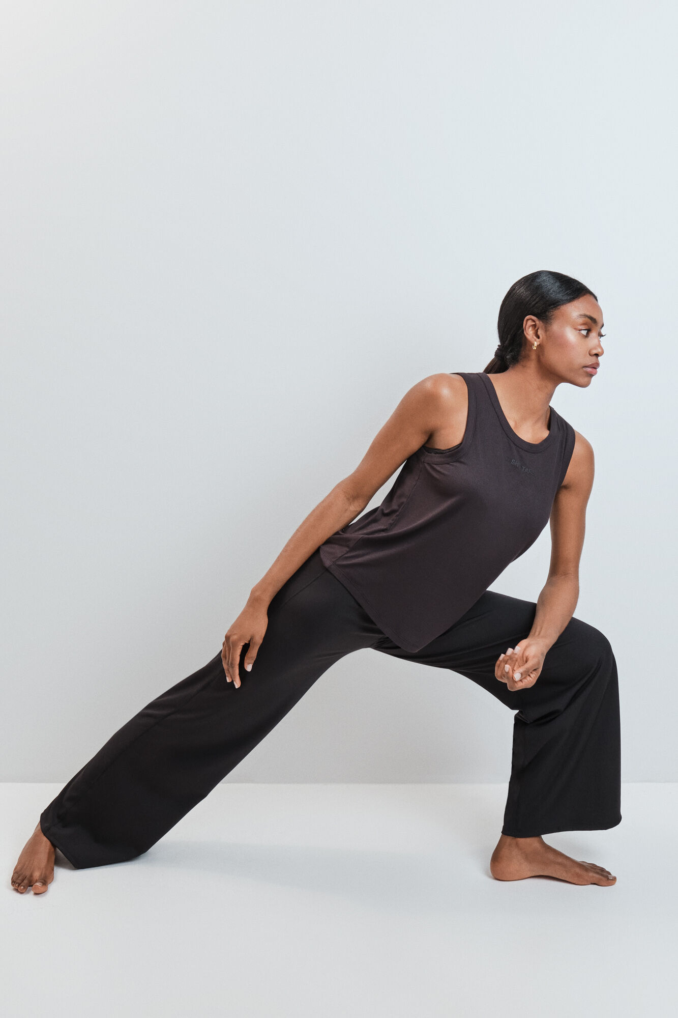 Dash and Stars Crne rebraste duge palazzo pantalone