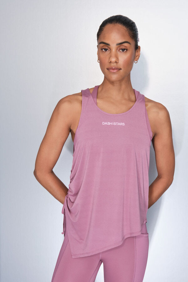 Dash and Stars Roze asimetrični majica halter pink