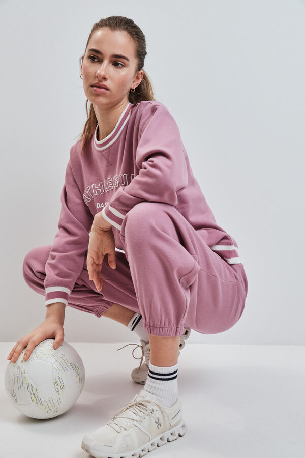 Dash and Stars Roze pli&scaron;ane ravne pantalone pink