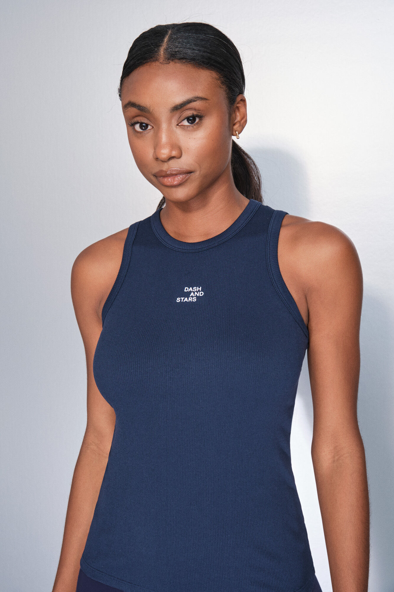 Dash and Stars Camiseta halter algod&oacute;n canal&eacute; azul