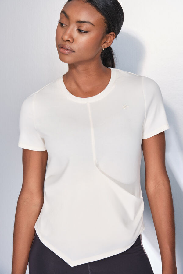 Dash and Stars Drapirana bela majica kratak rukav  beige