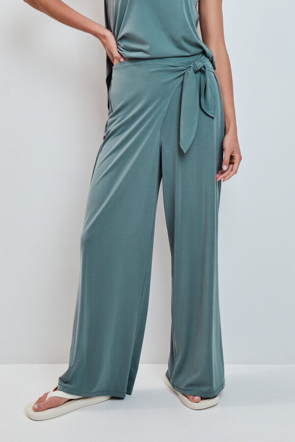 Dash and Stars Zelene duge palazzo pantalone mekane na dodir green