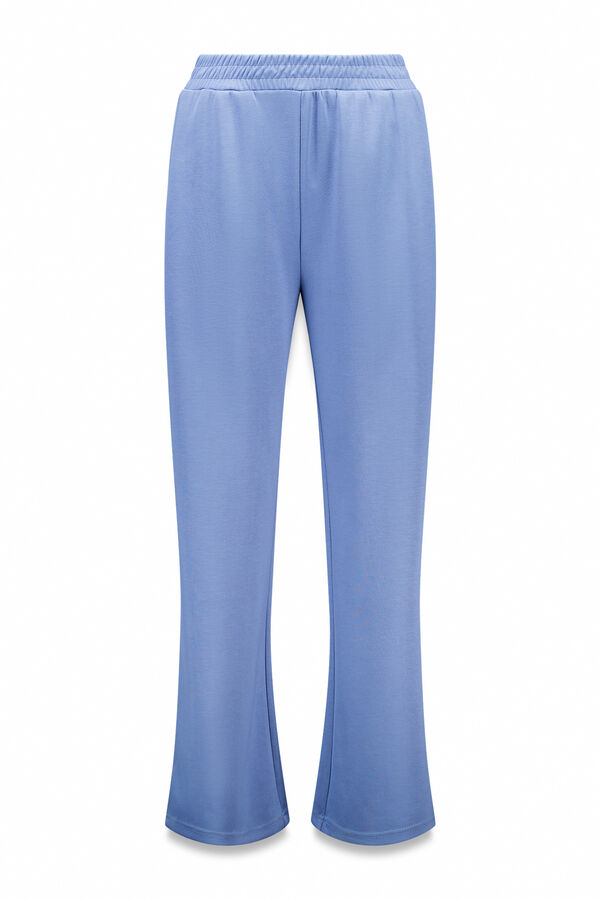 Dash and Stars Srednje plave široke ravne pantalone blue