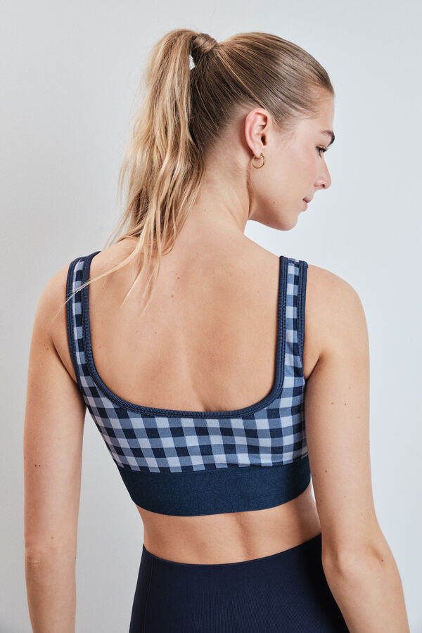 Dash and Stars Plavi sportski grudnjak SEAMLESS COMFORT sa Vichy printom blue