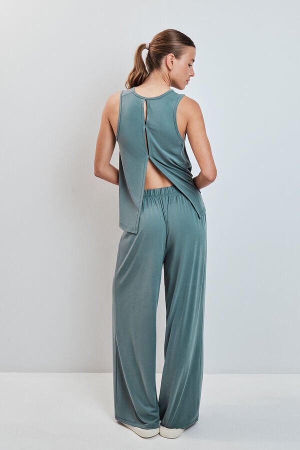 Dash and Stars Zelene duge palazzo pantalone mekane na dodir green