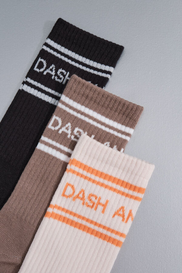 Dash and Stars Paket od 3 pamučne čarape do sredine teladi sa logo brown